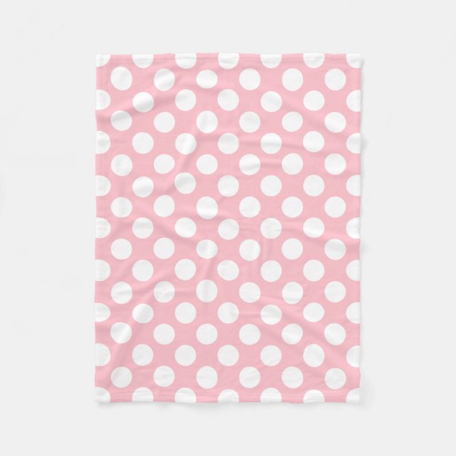 Couverture Polaire Blanc sur rose grand format Pois (Devant)