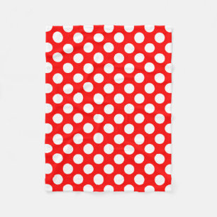Couverture Polaire Blanc sur rouge grand format Pois