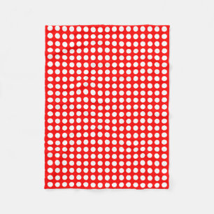 Couverture Polaire Blanc sur rouge moyen taille Pois horizontaux