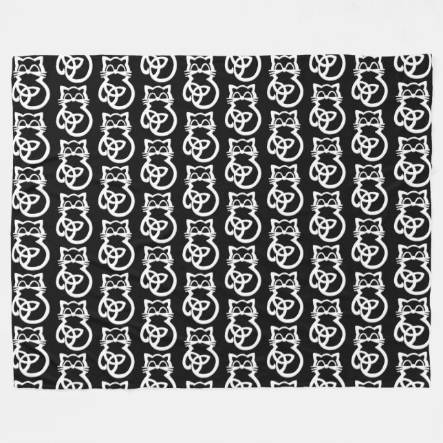 Couverture Polaire Blanc Trinity Knot Celtic Cat Blanche (Devant (Horizontal))
