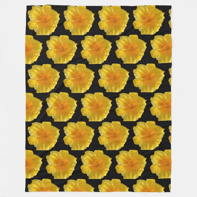Couverture Polaire Blanche à fleurs jaune polaire (Devant)