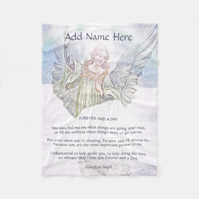 Couverture Polaire Blanche Angel Guardian personnalisée (Devant)