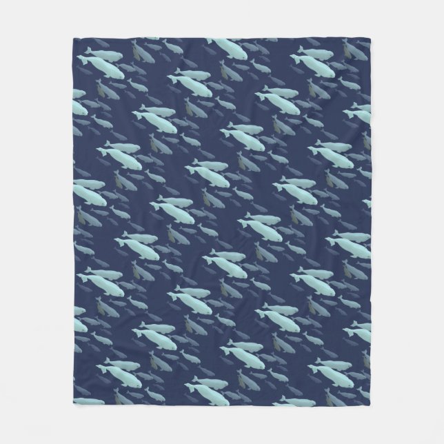 Couverture Polaire Blanche baleine Beluga Art Fleece Blanches (Devant)