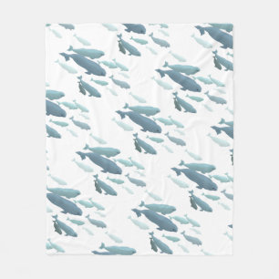 Couverture Polaire Blanche baleine Beluga Art Fleece Blanches