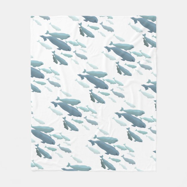 Couverture Polaire Blanche baleine Beluga Art Fleece Blanches (Devant)