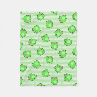 Couverture Polaire Blanche bébé Grenouille Pastel - Grandes vertes Ka