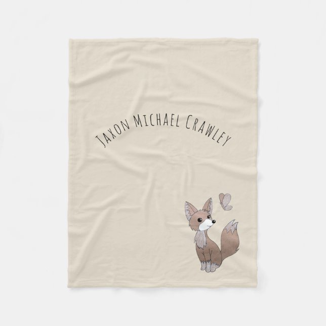 Couverture Polaire Blanche bébé Neutre Fox Woodland (Devant)