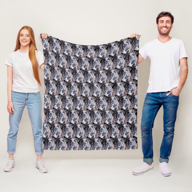 Couverture Polaire Blanche Bulldog Cute Bulldog Art Blanche polaire (En situation)