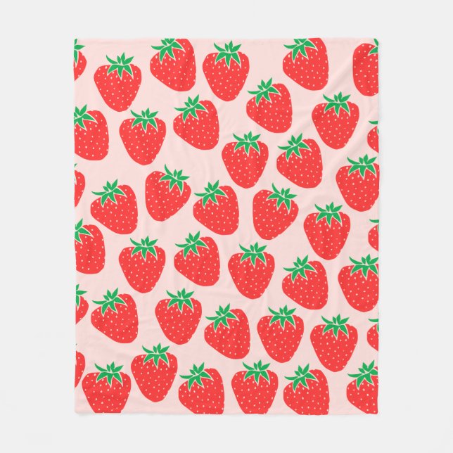 Couverture Polaire Blanche de fraises cuites (Devant)