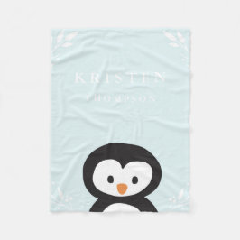 Couverture Polaire Blanche en peluche de petit pingouin