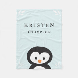 Couverture Polaire Blanche en peluche de petit pingouin