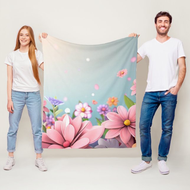 Couverture Polaire Blanche en polaire bleu clair (En situation)