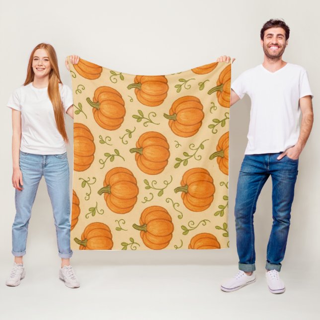 Couverture Polaire Blanche en polaire citrouille - Jolie Halloween Je (En situation)