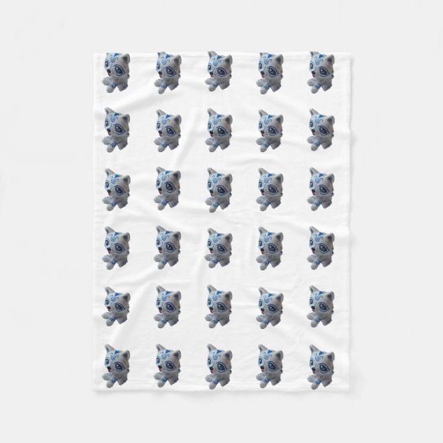 Couverture Polaire Blanche en polaire de chien Husky (Devant)