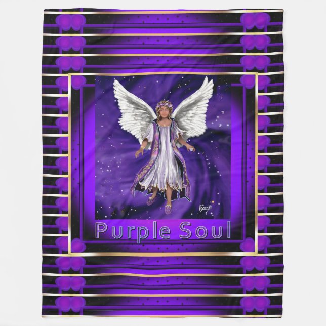 Couverture Polaire Blanche en polaire de l'âme violette (Devant)