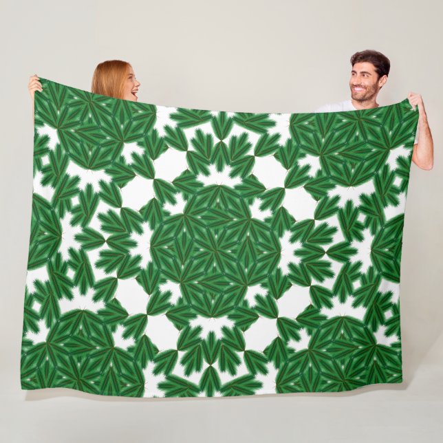 Couverture Polaire Blanche en polaire de Pins celtiques (3 tailles) (En situation)