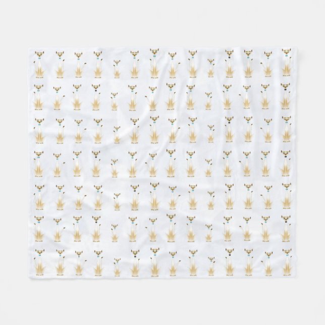 Couverture Polaire Blanche en polaire de Siamese (Devant (Horizontal))
