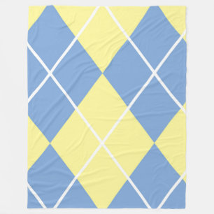 Couverture Polaire Blanche en polaire/Diamant jaune, bleu et blanc