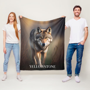 Couverture Polaire Blanche en polaire du loup de Yellowstone