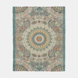Couverture Polaire Blanche en polaire en mosaïque Mandala