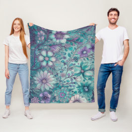 Couverture Polaire Blanche en polaire Hippie Blues