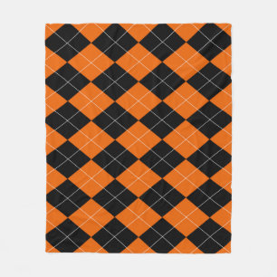 Couverture Polaire Blanche en polaire Jacquard orange et noir