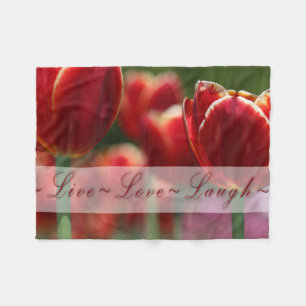 Couverture Polaire Blanche en polaire "Live Love Laugh"