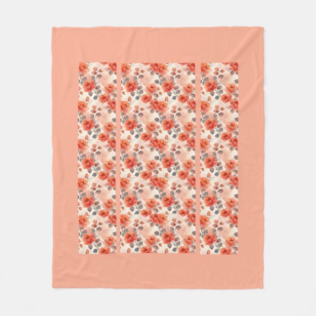 Couverture Polaire Blanche en polaire moderne Fleur (Devant)