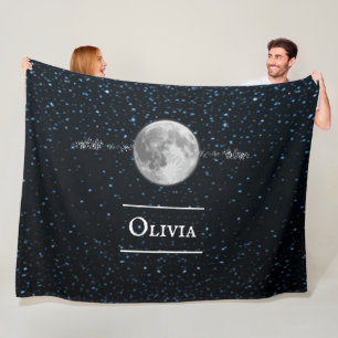 Couverture Polaire Blanche en polaire personnalisée lunaire