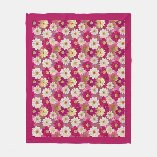 Couverture Polaire Blanche en polaire rose (Devant)