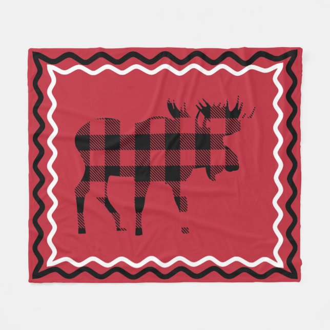 Couverture Polaire Blanche en polaire rouge et noire en laine (Devant (Horizontal))