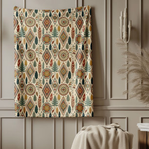Couverture Polaire Blanche Ethnique Traditionnelle Art Tribal Intempo