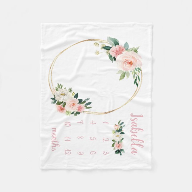 Couverture Polaire Blanche Floral Jalon Blanket Fille Mois Blanche (Devant)