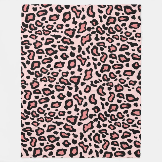 Couverture Polaire Blanche Léopard rose en polaire cadeau (Devant)