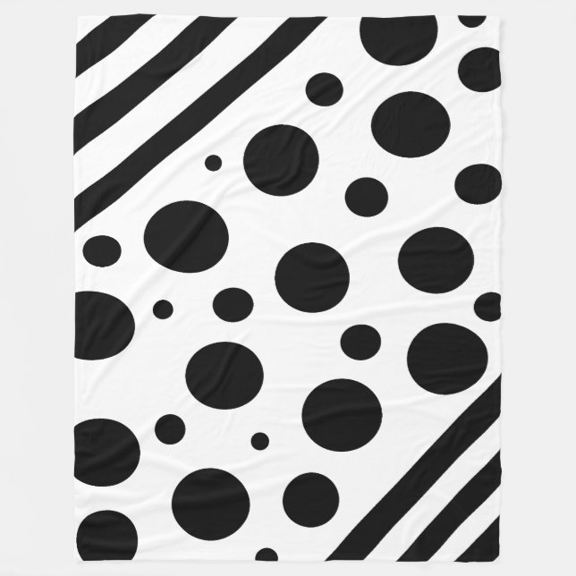 Couverture Polaire Blanche Pois et blanc noir et blanc (Devant)