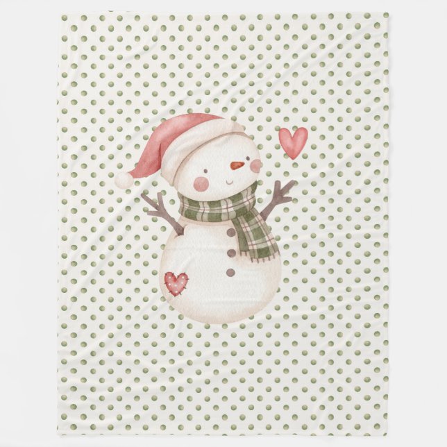 Couverture Polaire Blanche polaire avec Snowman mignon (Devant)
