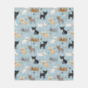 Couverture Polaire Blanche polaire bleu Chihuahua Bones and Paws