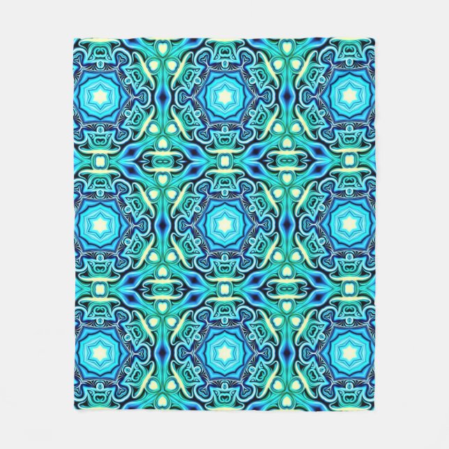 Couverture Polaire Blanche polaire bleu vert (Devant)