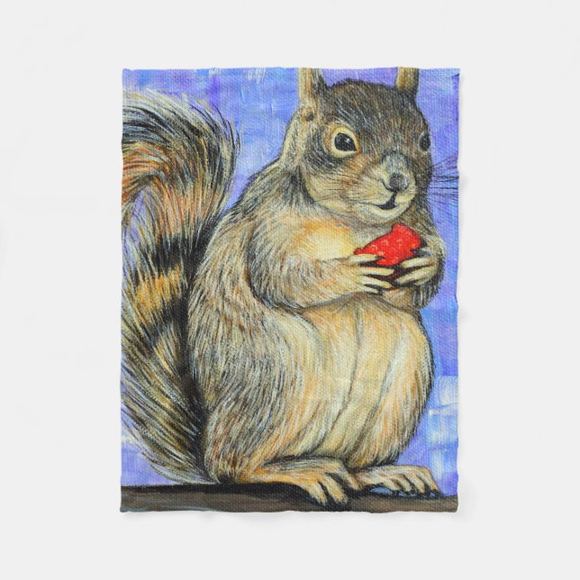 Couverture Polaire Blanche polaire Peinture écureuil Cheeky (Devant)