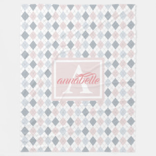 Couverture Polaire Blanche polaire personnalisée rose, bleu et blanc