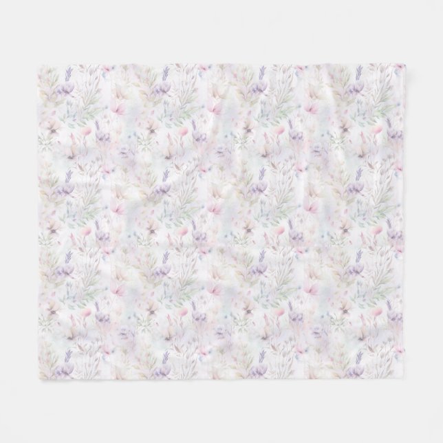Couverture Polaire Blanche polaire, prairie fleurie (Devant (Horizontal))