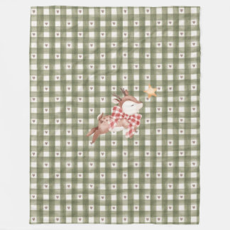 Couverture Polaire Blanche polaire verte avec rennes