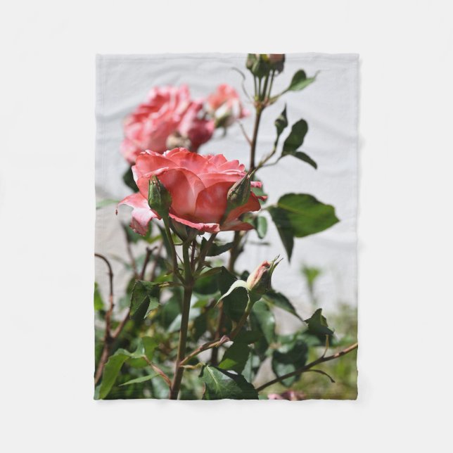 Couverture Polaire Blanche Rose Rose douce (Devant)