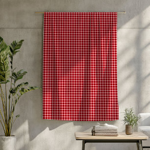 Couverture Polaire Blanche Tartan Noir Rouge Style Lumberjack Cosy