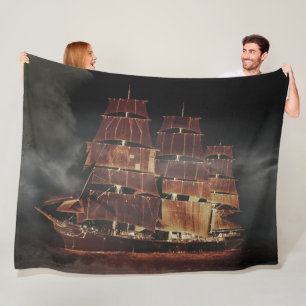 Couverture Polaire Blanche-Toile - Navire de voile