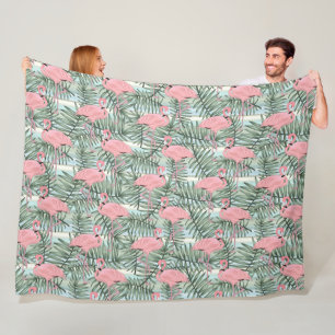 Couverture Polaire Blanche Toison Dorm Avec Flamants roses Roses Feui