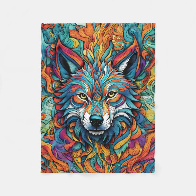 COUVERTURE POLAIRE BLANCHET DE LOUP ABSTRAIT (Devant)