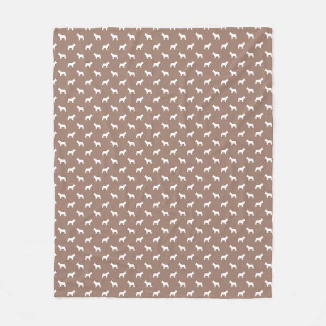 Couverture Polaire Blancs français BullDog sur Khaki Beige (Devant)