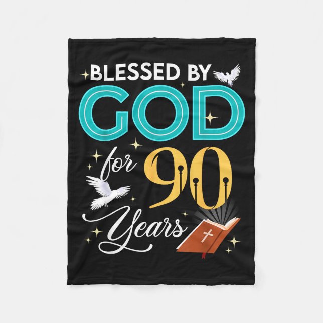 Couverture Polaire Blessed By God For 90 Years Old 90 Birthday 90th B (Devant)