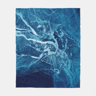Couverture Polaire Bleu Abstrait. Bleu et blanc Blots. Effacer w